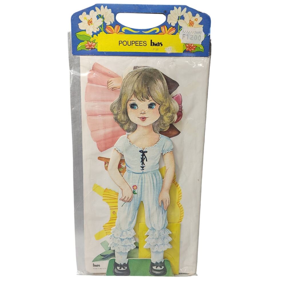 Blond Curly Hair Blue Eye Girl Paper Doll Set Poupees Bias Vintage 1960-1970 NOS